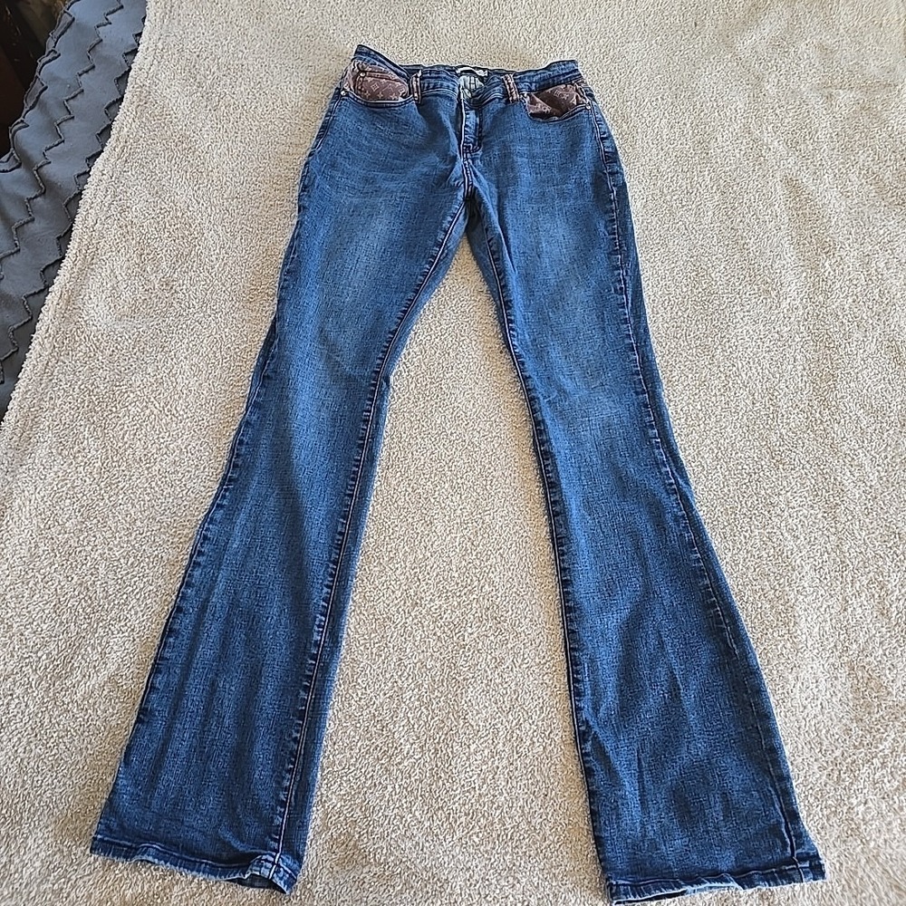 Ranch‎ Dress'n Fallon Taylor Women's Size 12 Brown Print Accents Bootcut Jeans